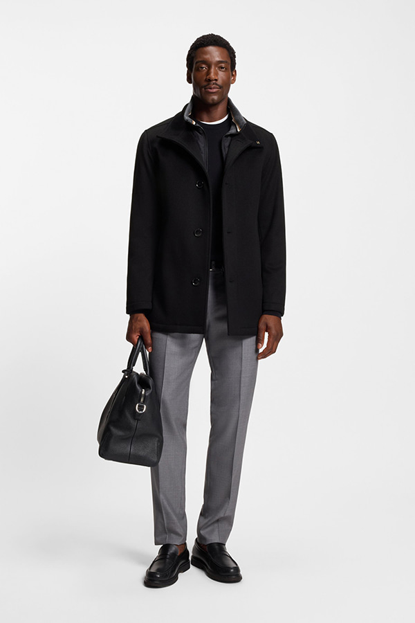 ΠΑΛΤΟ ΚΟΝΤΟ BOSS - 001 ΜΑΥΡΟ